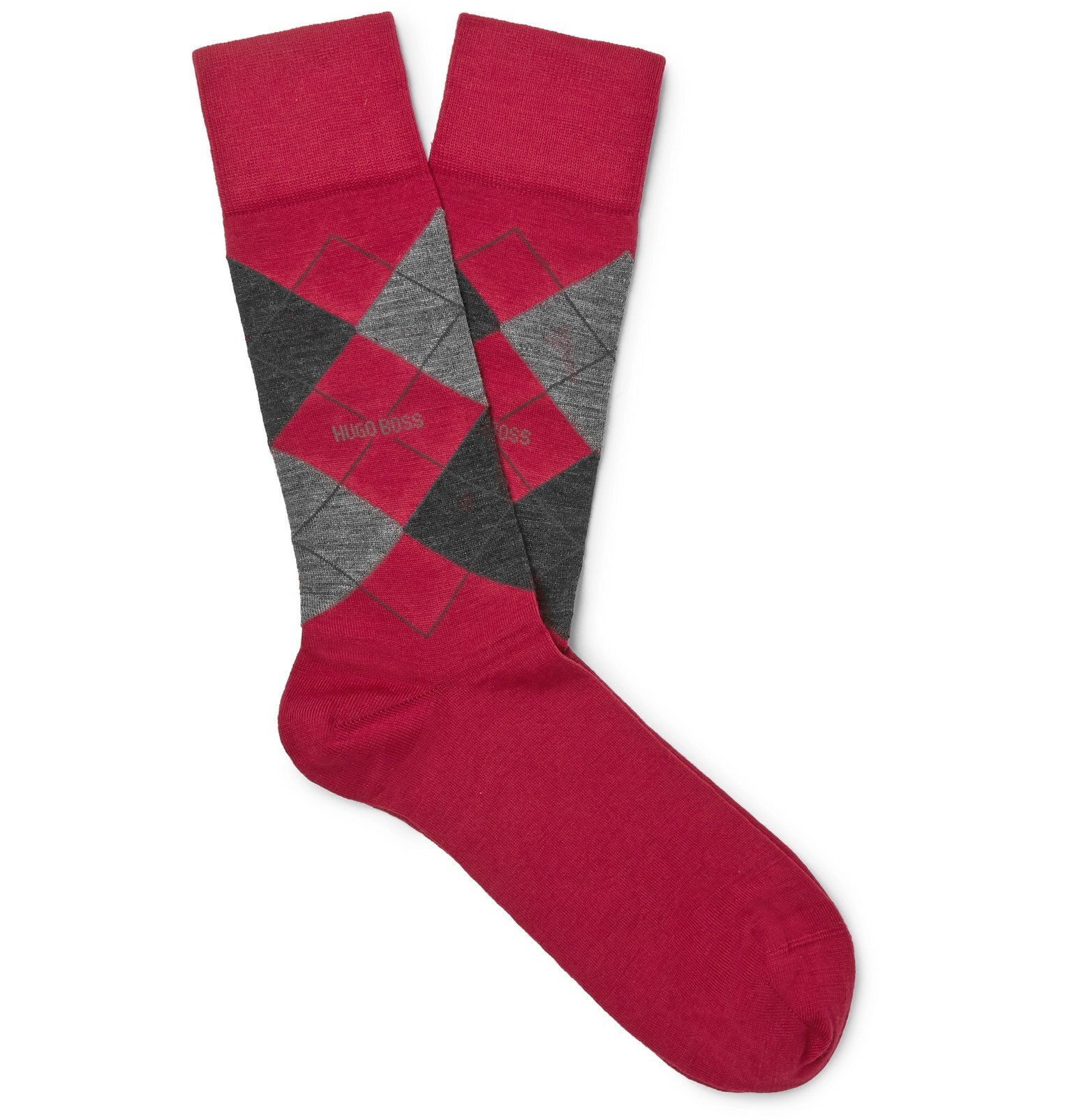 Hugo Boss - John Argyle Stretch Wool-Blend Socks - Red Hugo Boss