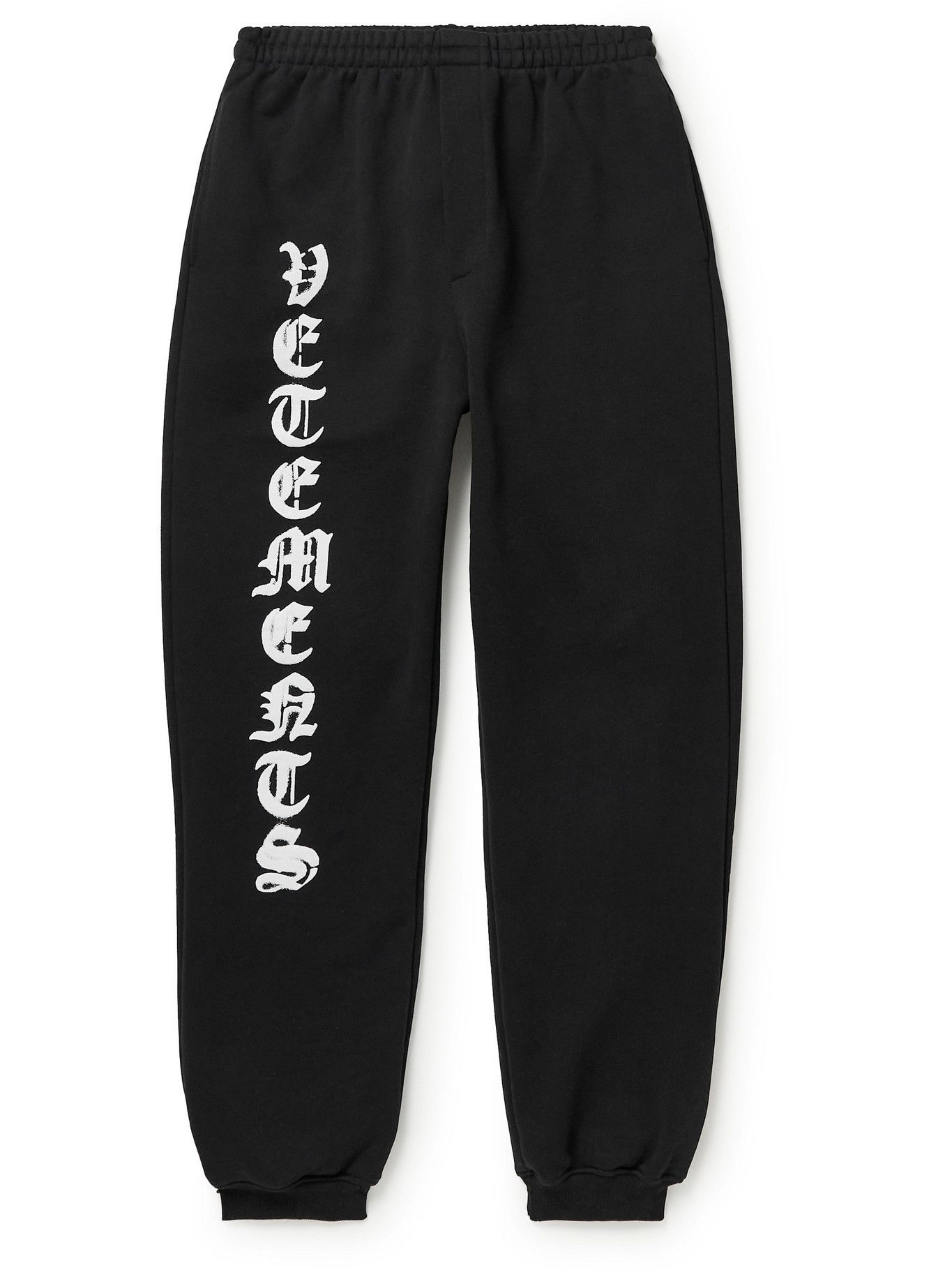 VETEMENTS - Logo-Print Cotton-Blend Jersey Sweatpants - Black Vetements