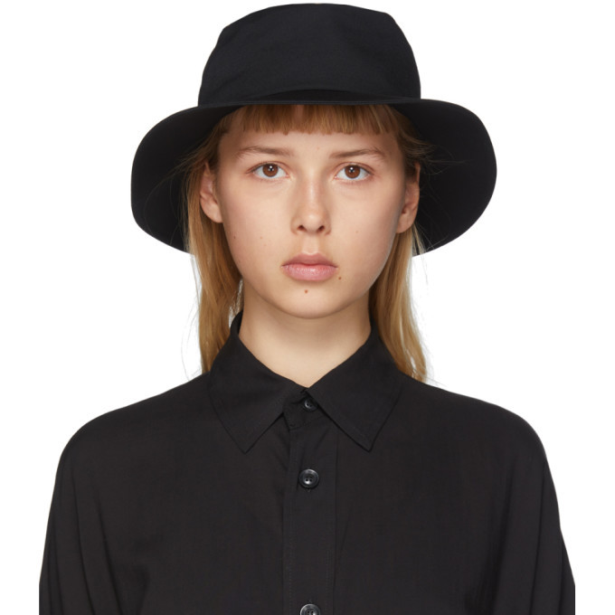 Yohji Yamamoto Black Croche Gather Hat Yohji Yamamoto