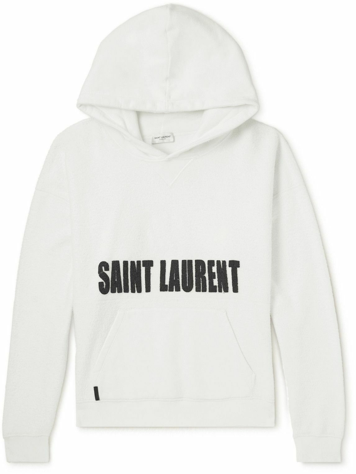 SAINT LAURENT Agafay LogoPrint CottonFleece Hoodie White Saint