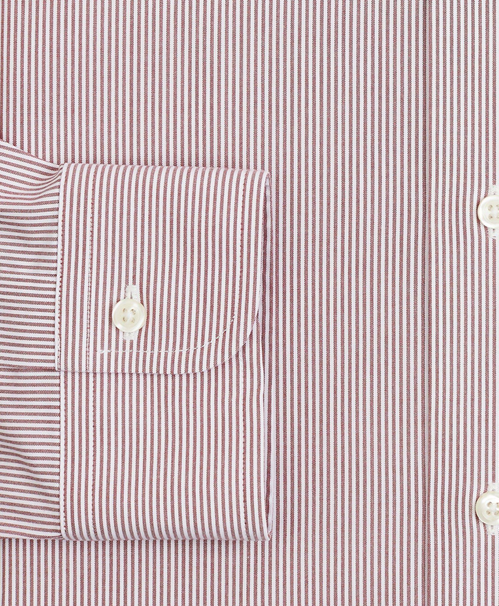 Brooks Brothers Men's Stretch Soho Extra-Slim-Fit Dress Shirt, Non-Iron Poplin Ainsley Collar Fine Stripe | Red