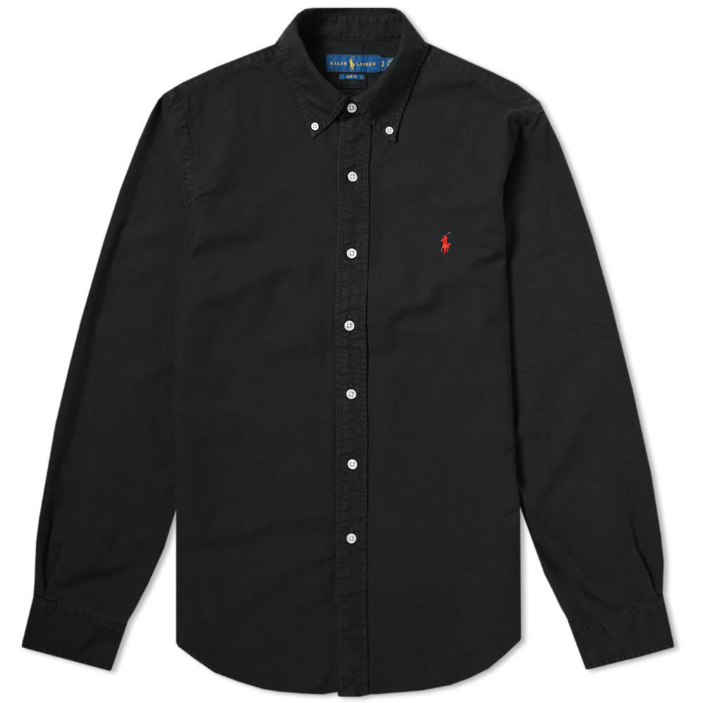 Polo Ralph Lauren Slim Fit Garment Dyed Button Down Shirt Polo Black & Red  Polo Ralph Lauren