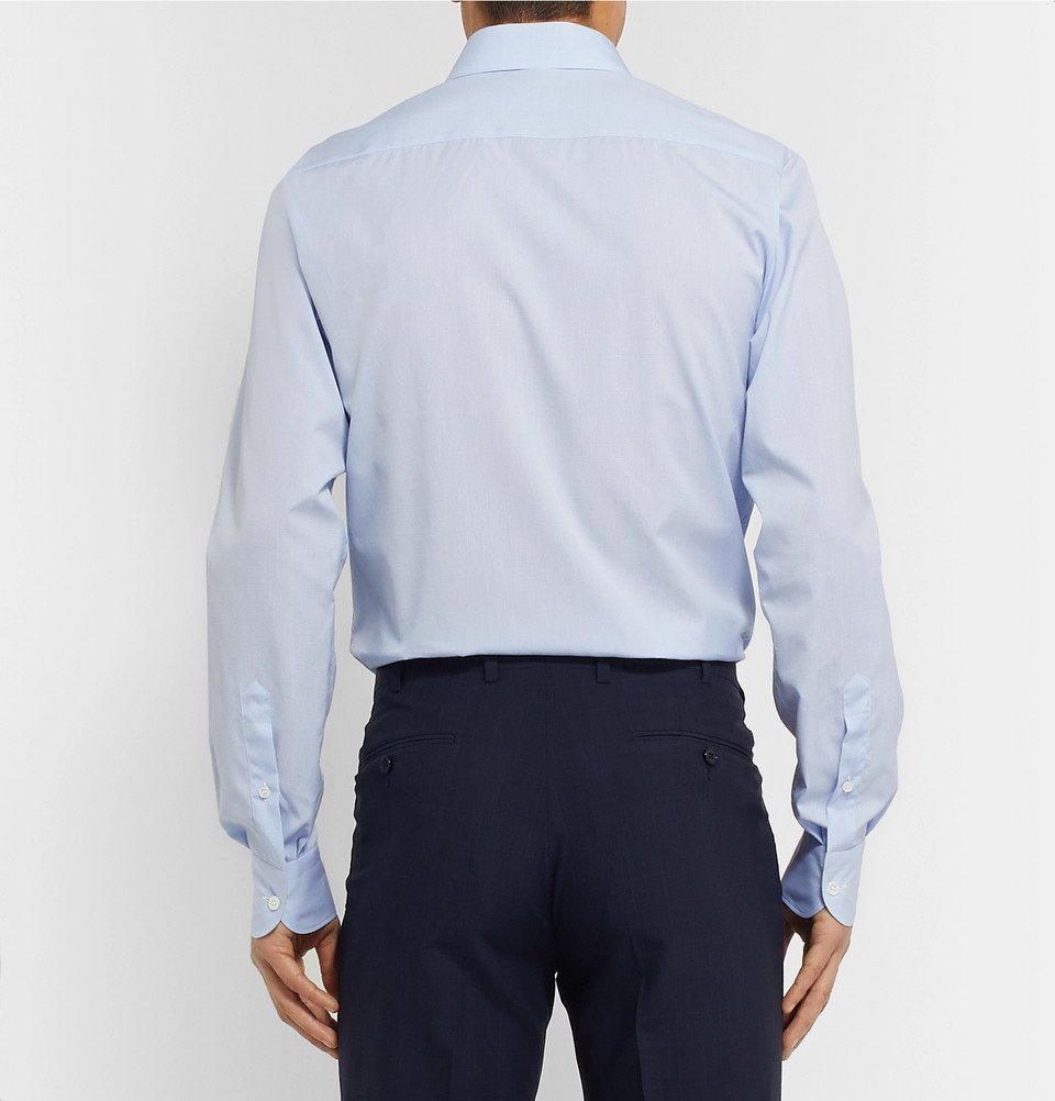Brioni - Light-Blue Slim-Fit Checked Cotton Shirt - Blue Brioni