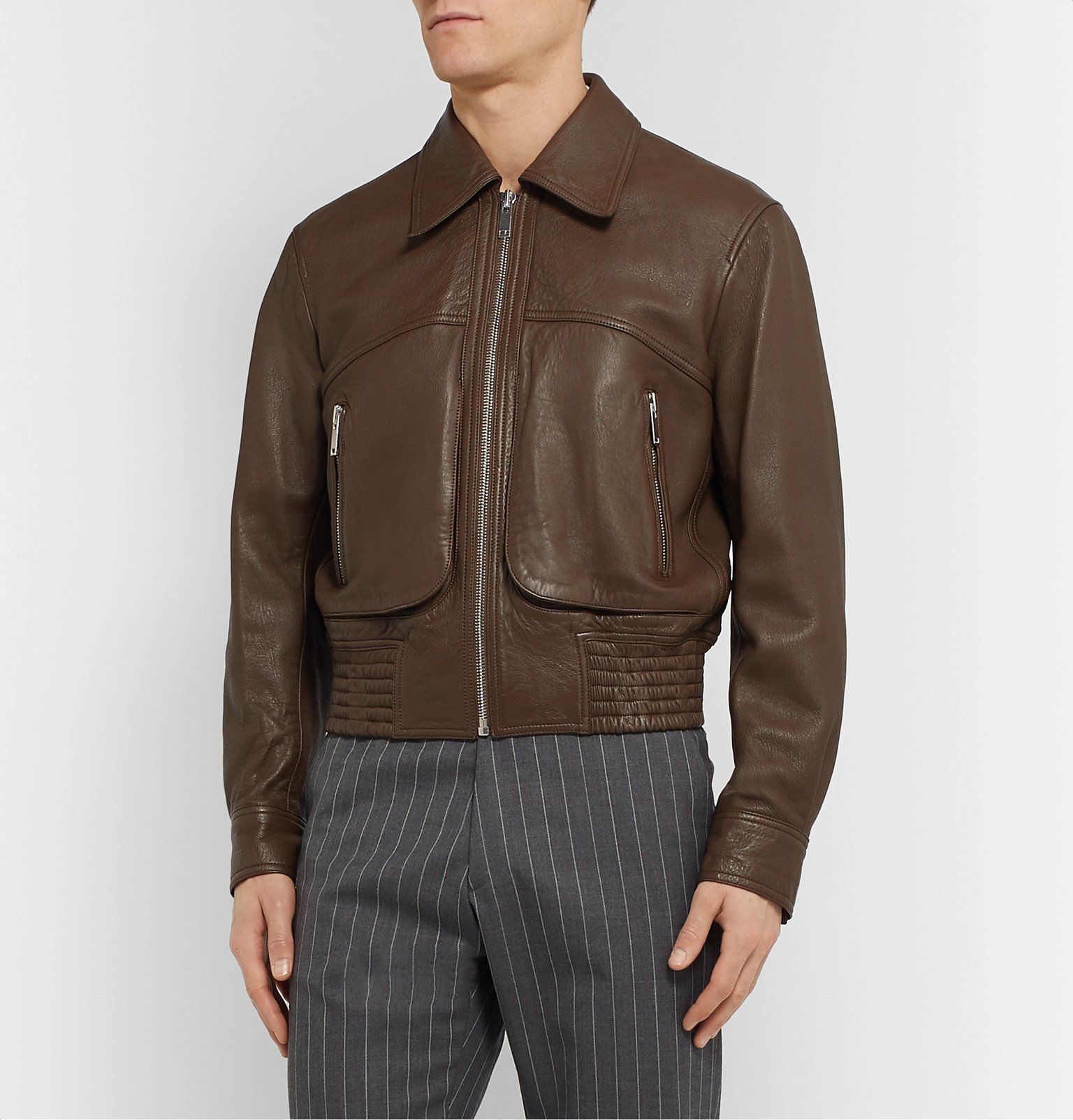 Lemaire - Cropped Leather Blouson Jacket - Brown Lemaire