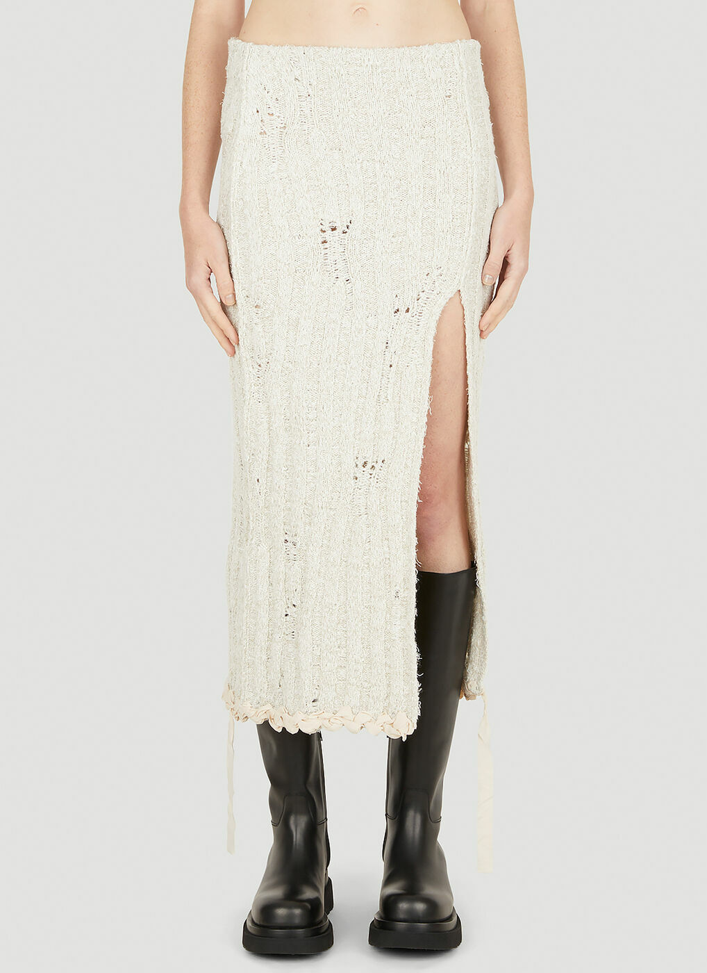 Distressed Crochet Skirt in Cream Acne Studios