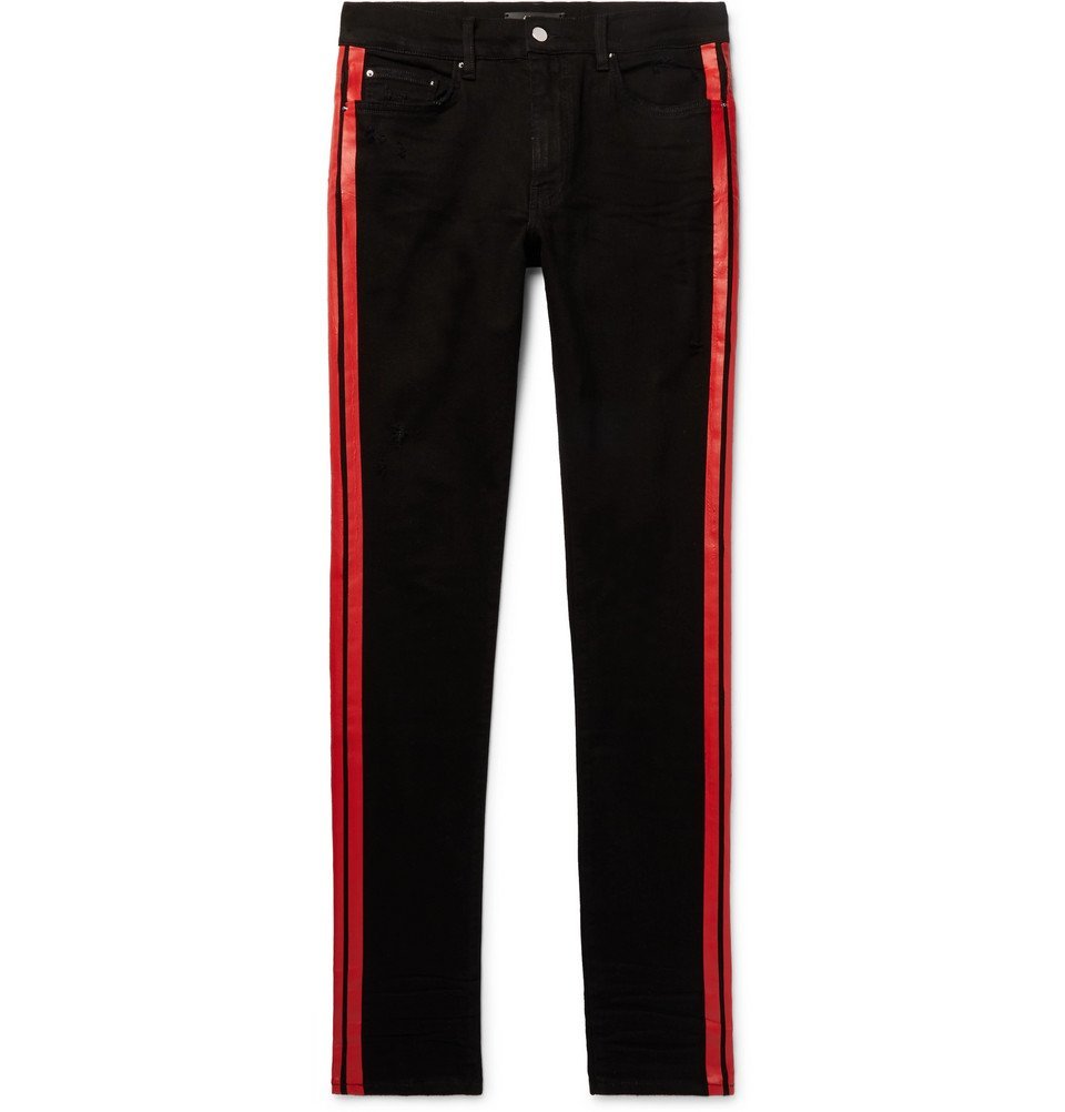 black jeans with red stripe