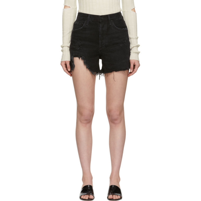 agolde black dee shorts