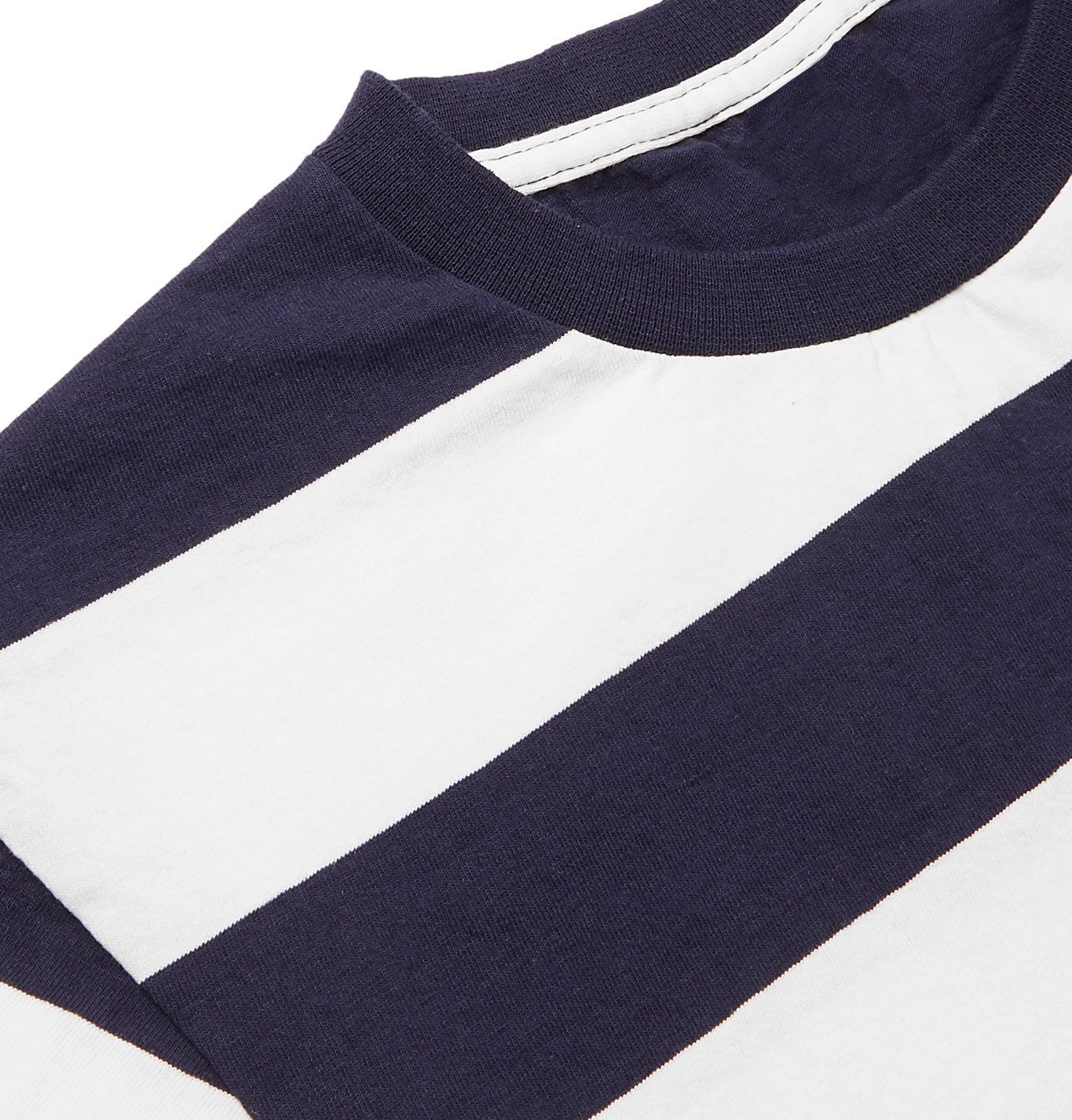 Velva Sheen - Striped Cotton-Jersey T-Shirt - Blue Velva Sheen