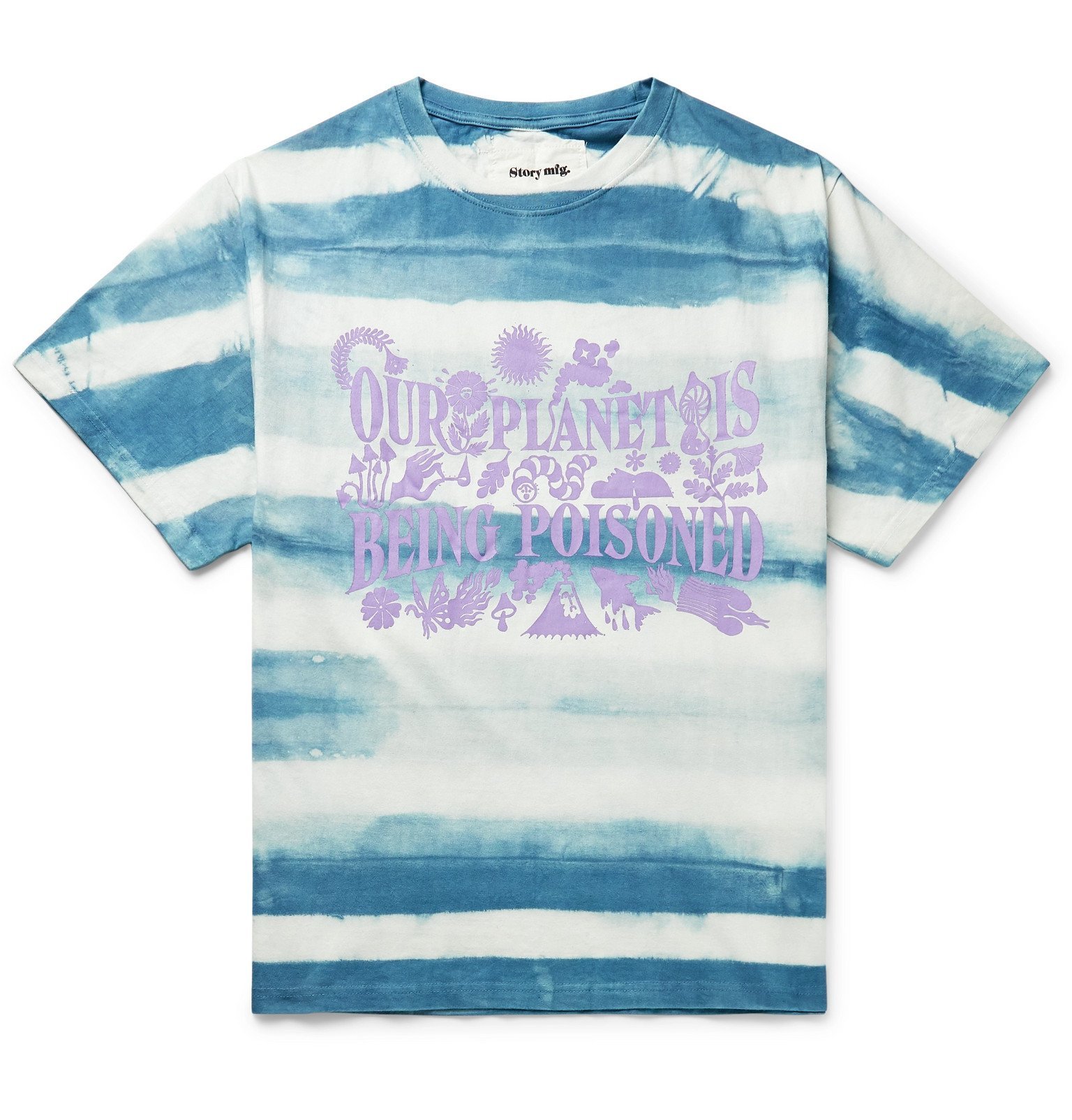 Story Mfg. - Printed Tie-Dyed Organic Cotton-Jersey T-Shirt - Blue ...