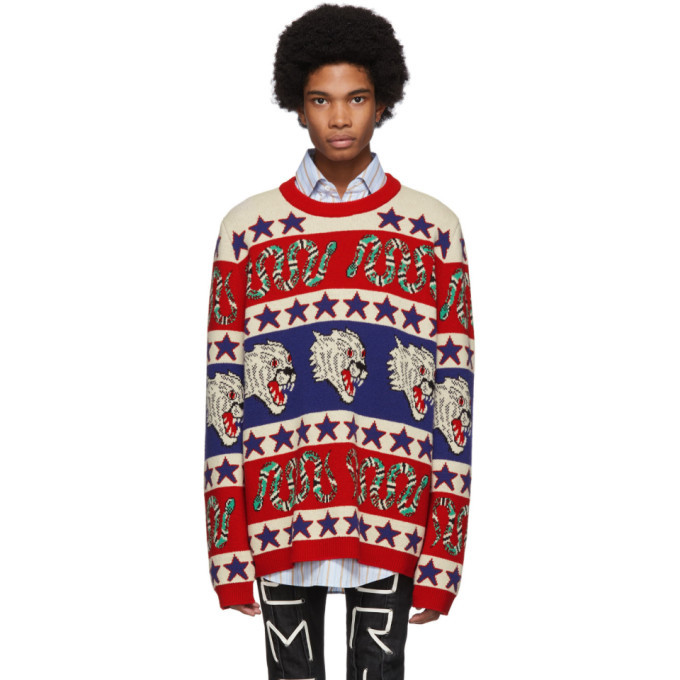 red and blue gucci sweater