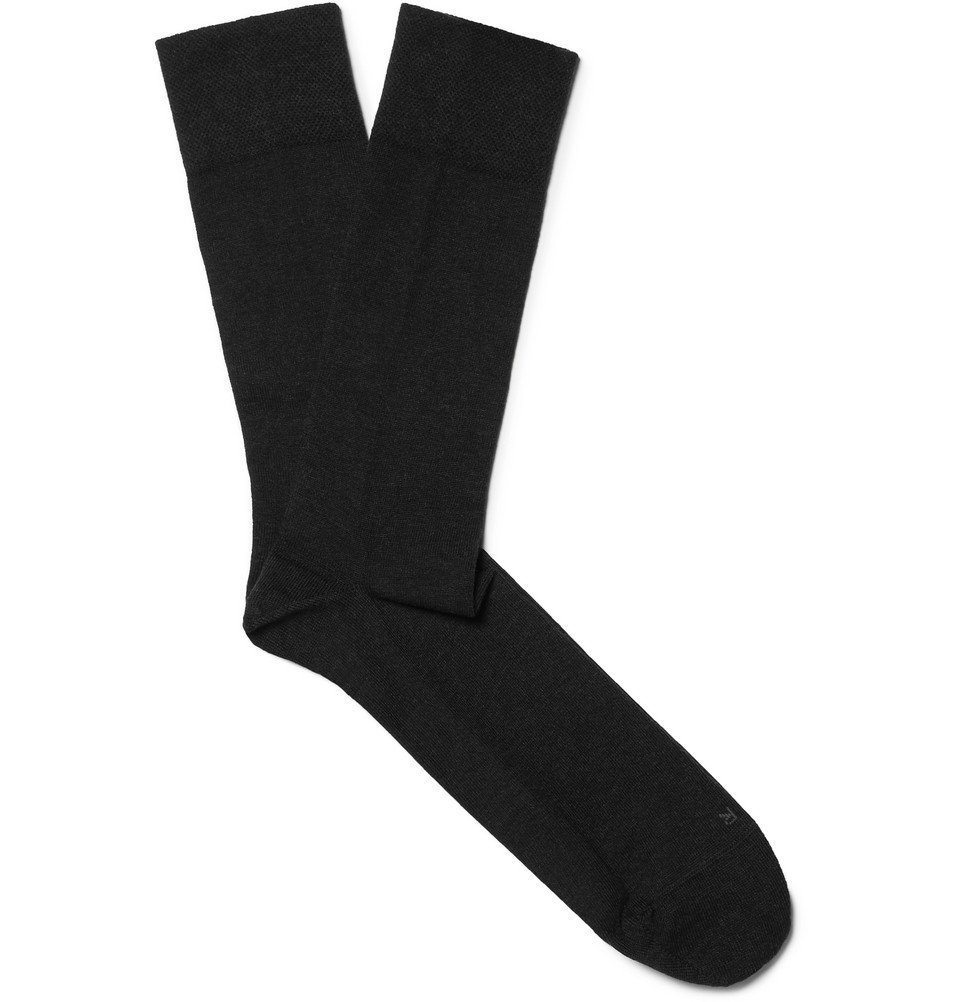 Falke - Sensitive London Stretch Cotton-Blend Socks - Charcoal FALKE ...