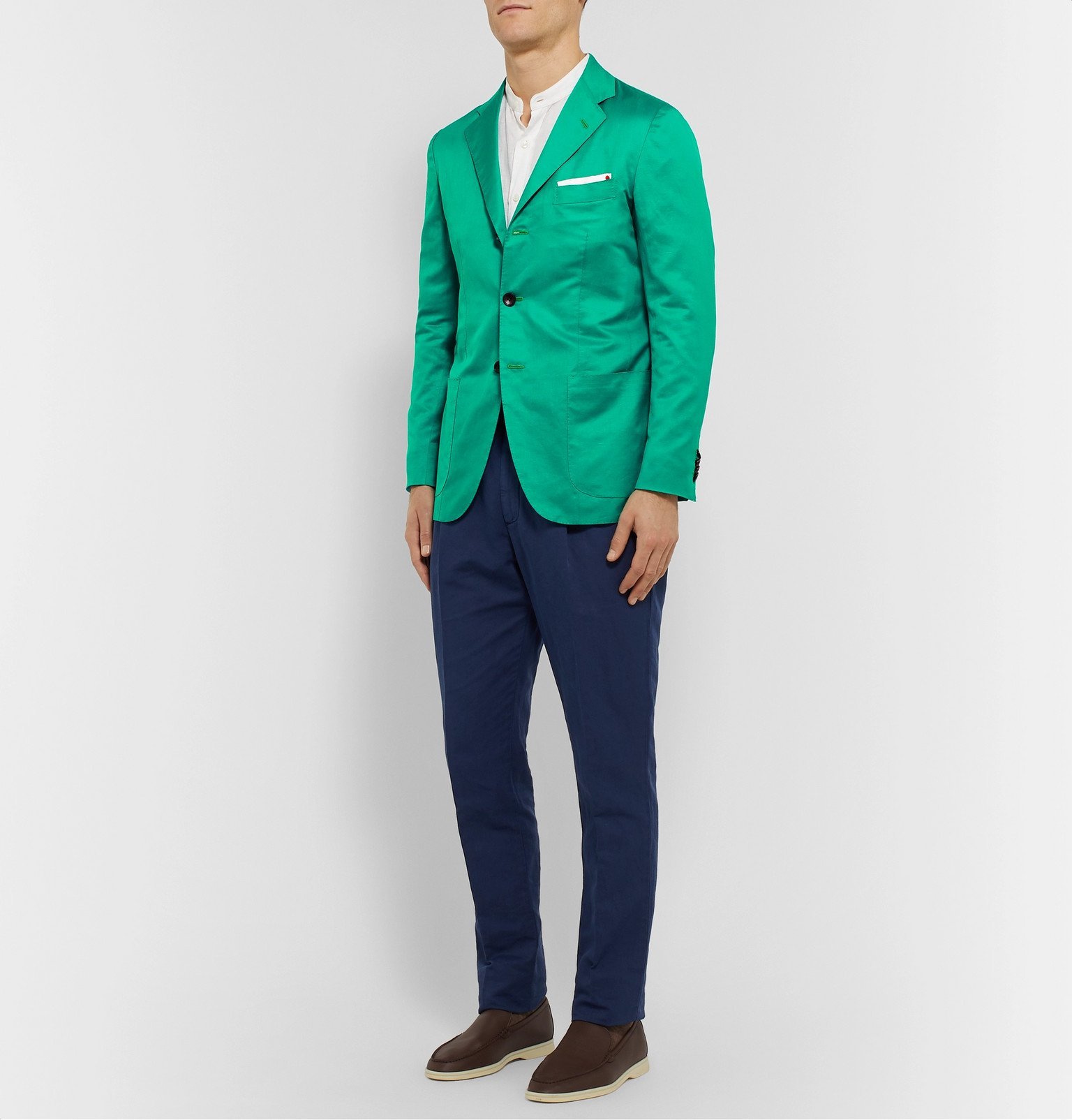 Kiton - Green Slim-Fit Unstructured Cotton and Linen-Blend Blazer ...
