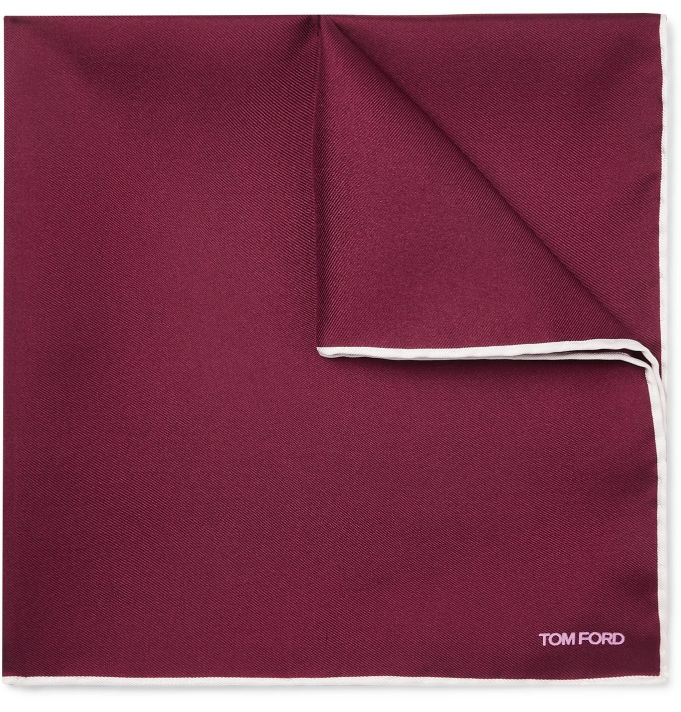 TOM FORD - Contrast-Tipped Silk-Twill Pocket Square - Burgundy TOM FORD