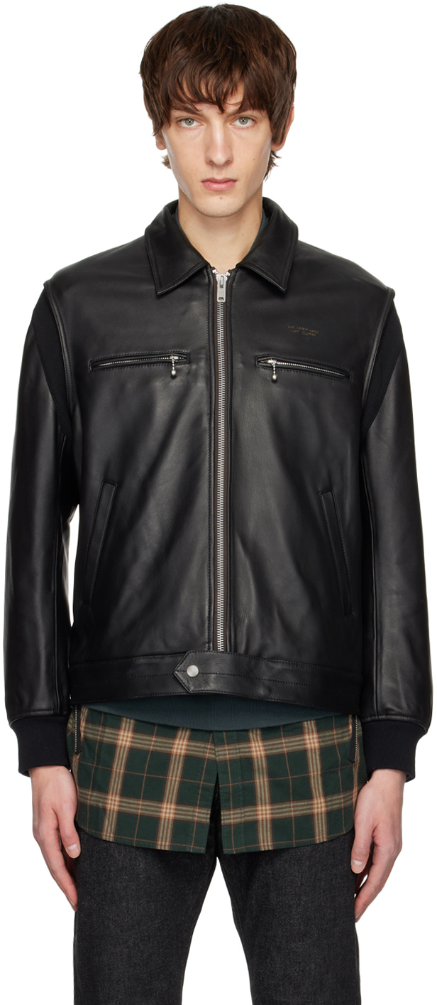 Photo: Undercover Black Paneled Leather Jacket