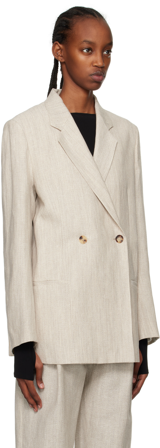 Totême Gray Double-Breasted Blazer Toteme