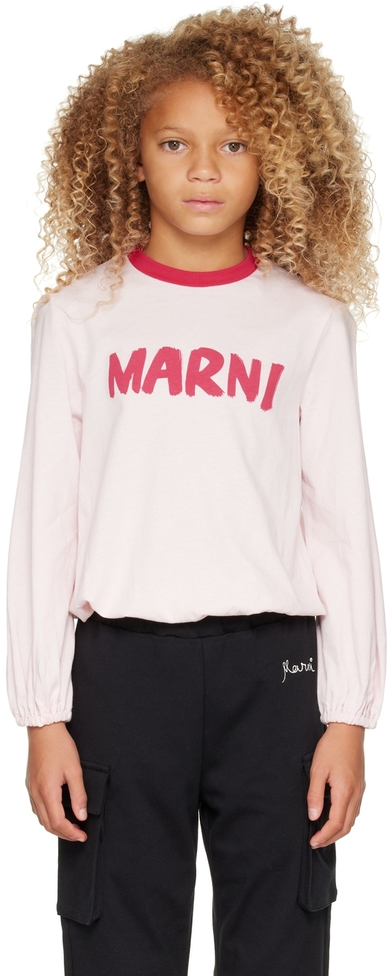 Photo: Marni Kids Pink Brush Logo T-Shirt