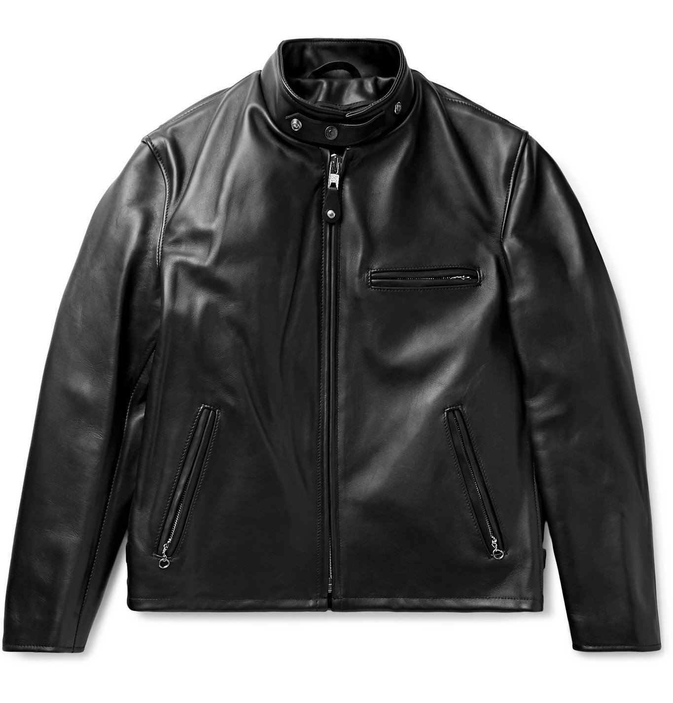 Schott - Classic Racer Slim-Fit Leather Biker Jacket - Black Schott