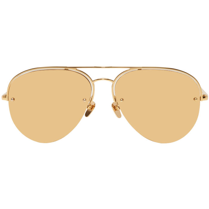 Linda Farrow Luxe Gold 543 Aviator Sunglasses Linda Farrow Luxe 