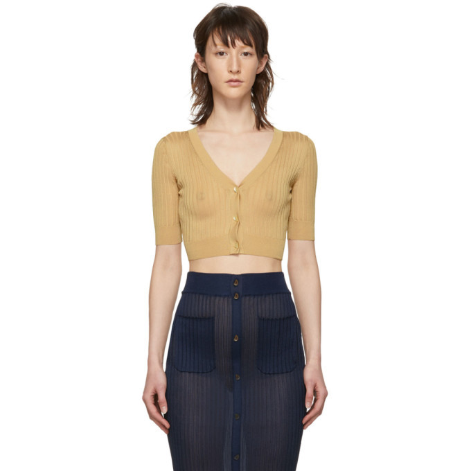 tan cropped cardigan