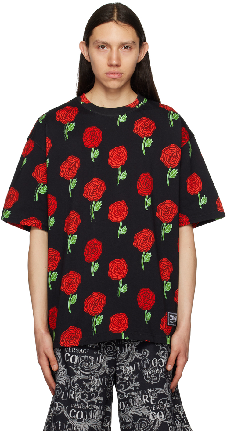 Versace Jeans Couture Black Roses T-Shirt Versace