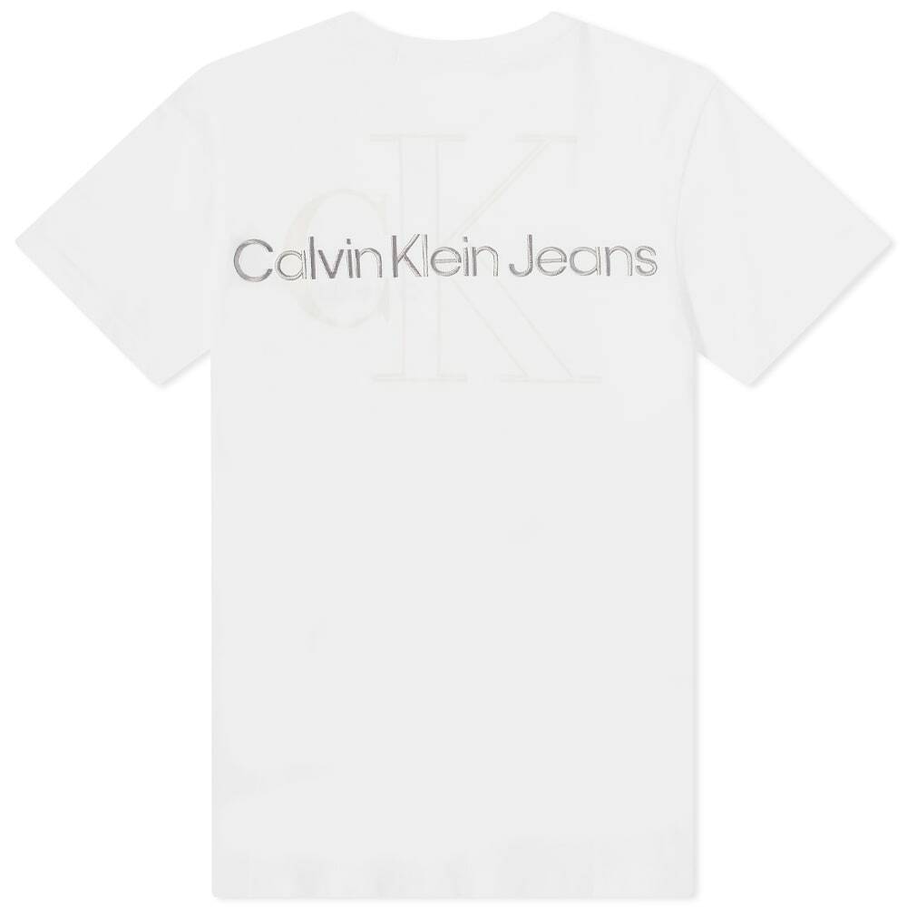 Calvin Klein Mens Two Tone Monogram Back Logo T Shirt In Bright White