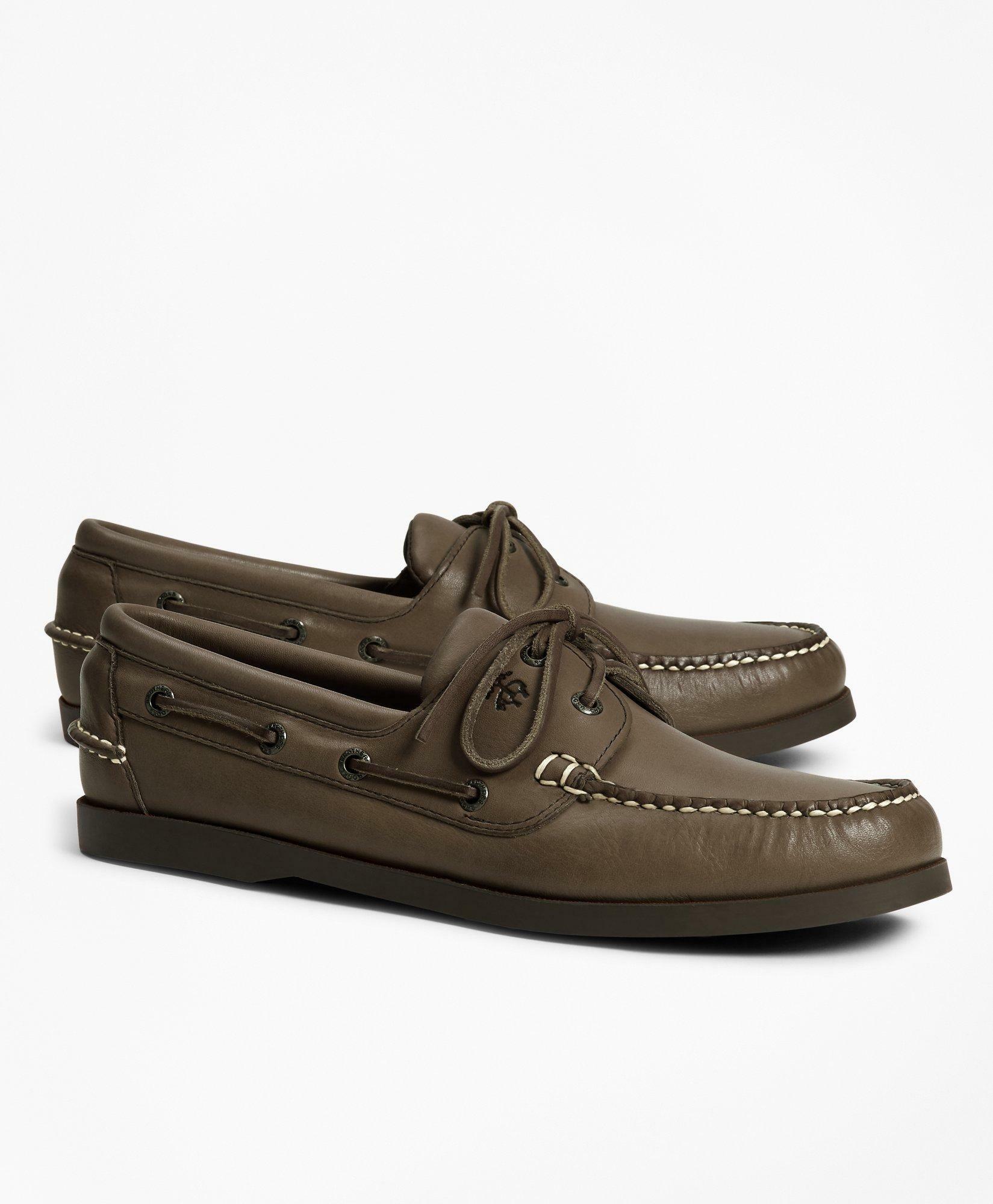 Photo: Brooks Brothers Men's Leather Boat Shoes | Dark Brown