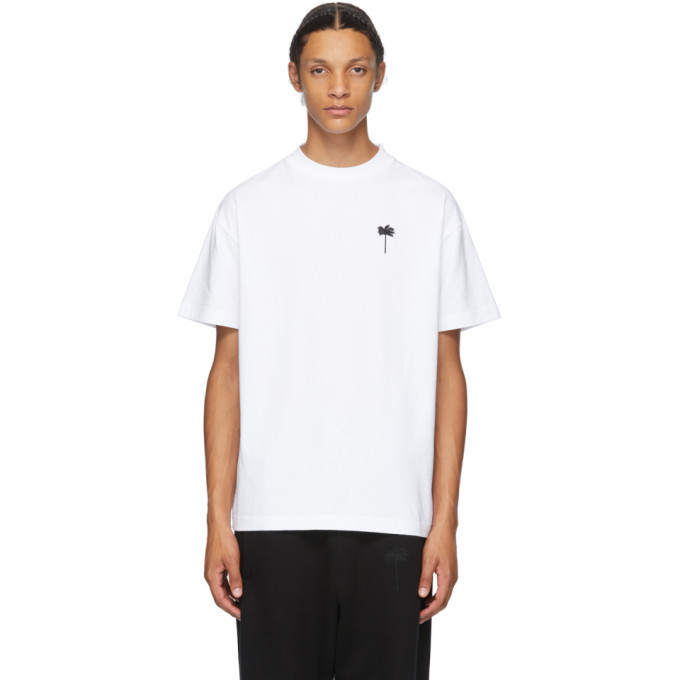 Palm Angels White Embroidered Palm T 