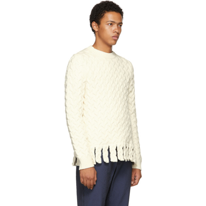 JW Anderson White Chunky Fringe Sweater 