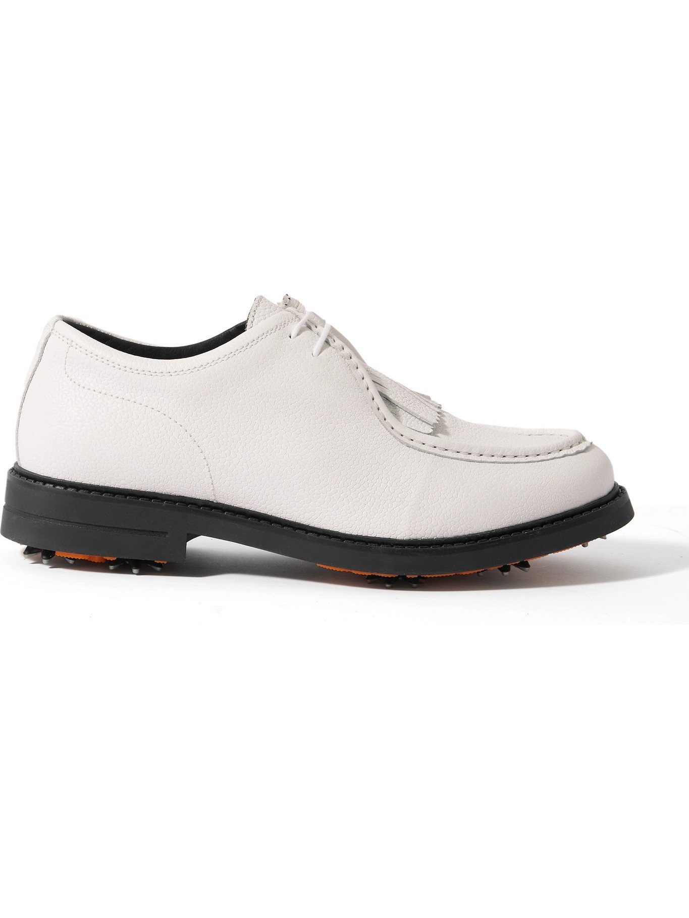 MR P. PebbleGrain Leather Kiltie Derby Golf Shoes White Mr P.