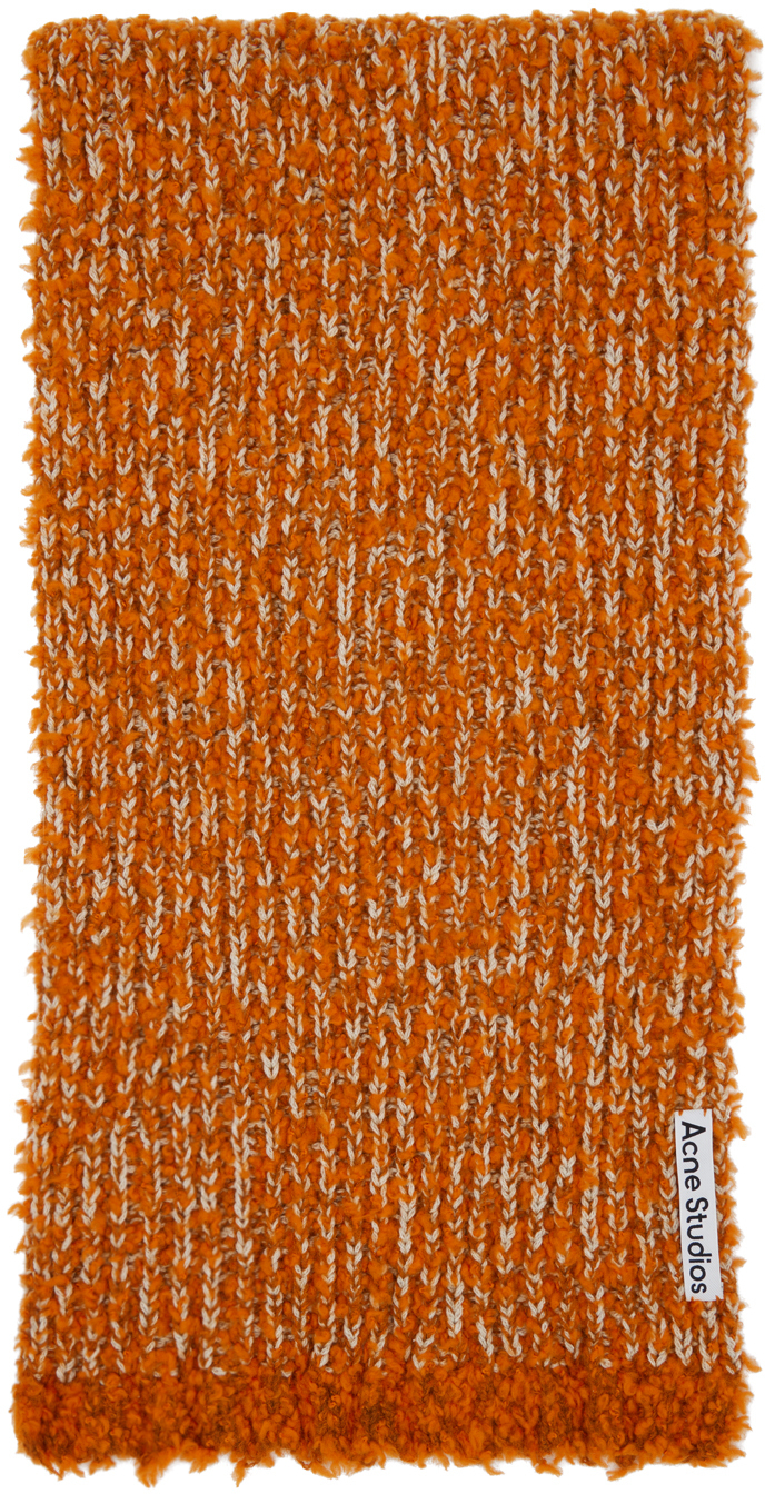 Acne Studios Orange & White Tufted Scarf Acne Studios