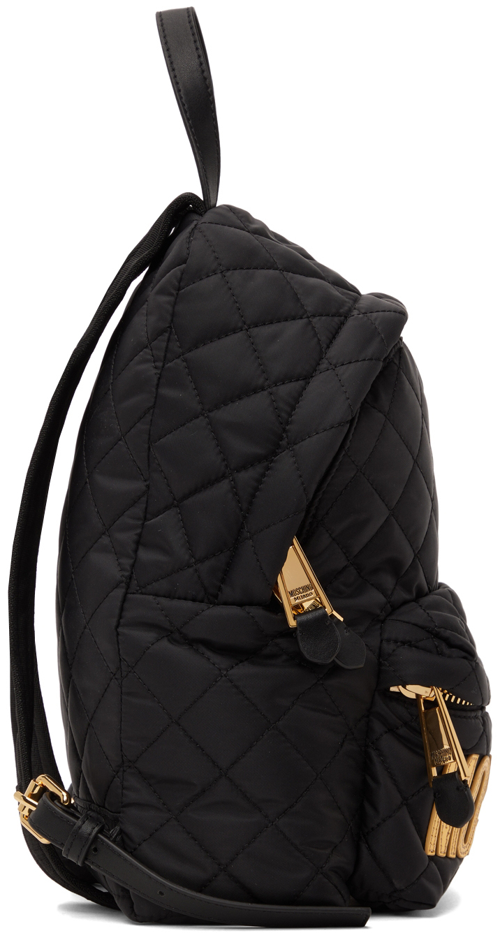 Moschino Black Quilted Logo Backpack Moschino