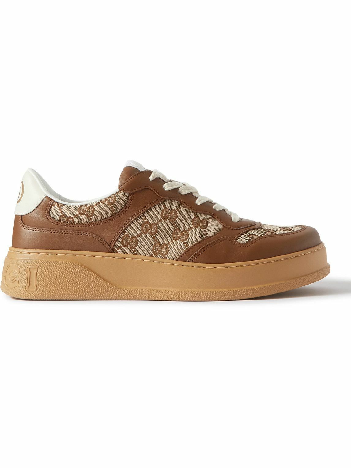 GUCCI - Jive Monogrammed Canvas and Leather Sneakers - Brown Gucci