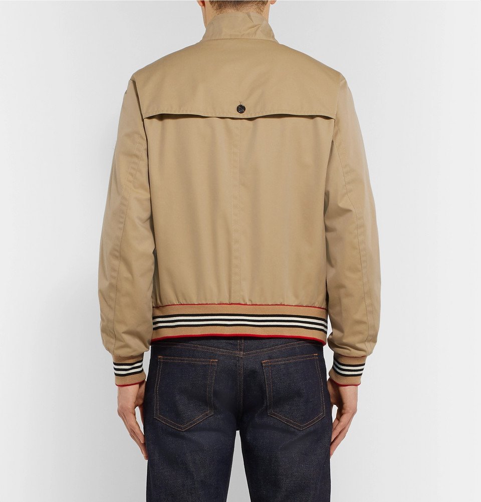 Burberry - Logo-Embroidered Cotton-Twill Bomber Jacket - Beige Burberry