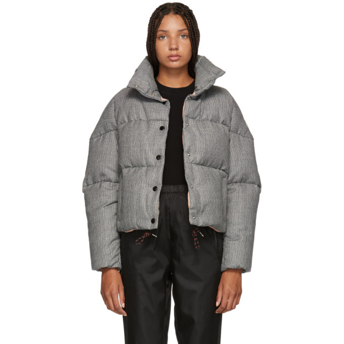 Moncler Black and White Houndstooth Down Cer Jacket Moncler