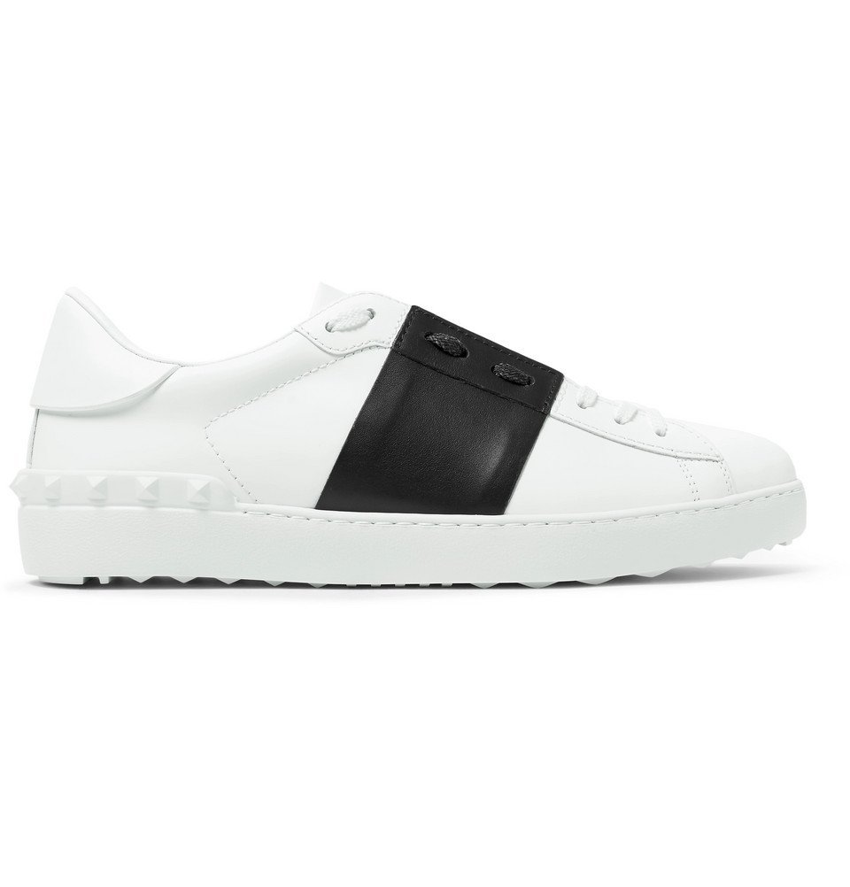 valentino garavani open striped leather sneakers