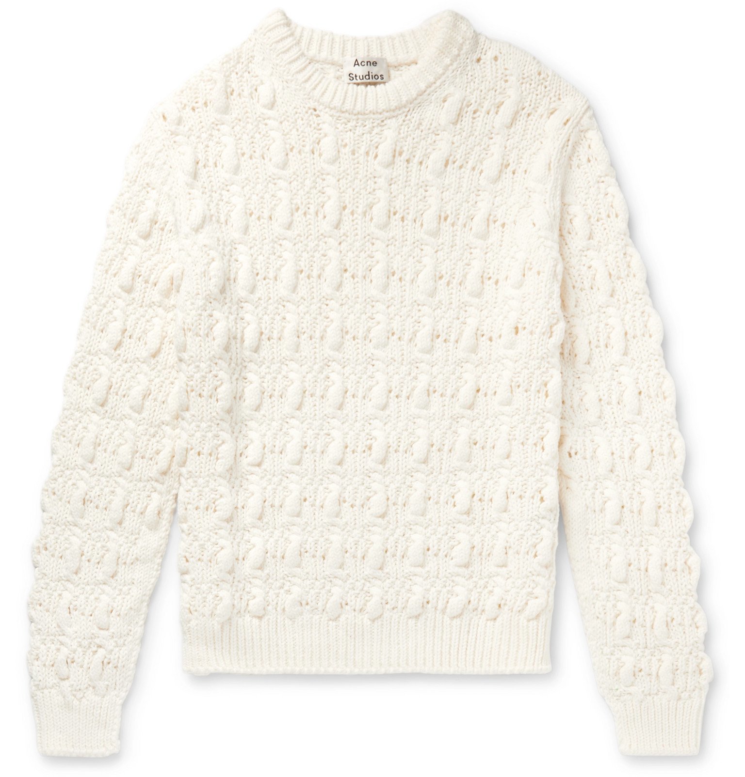 Acne Studios - Klark Cable-Knit Cotton-Blend Sweater - Neutrals Acne ...