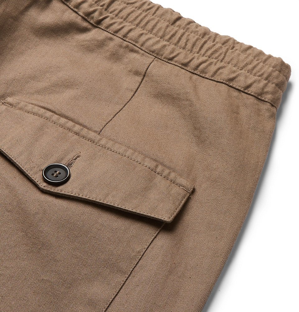 Oliver Spencer - Tapered Cotton Drawstring Trousers - Men - Brown