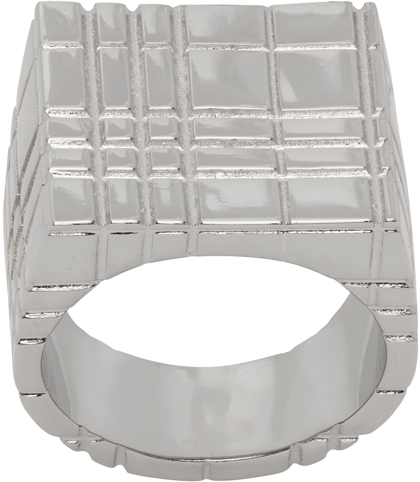 Large Check Rings Burberry Silver Check Ring Burberry