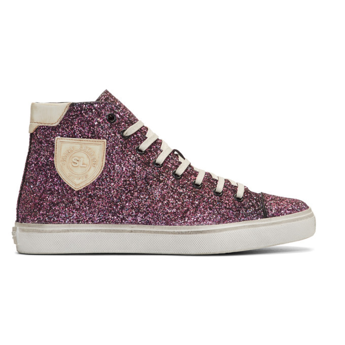 pink glitter high top sneakers