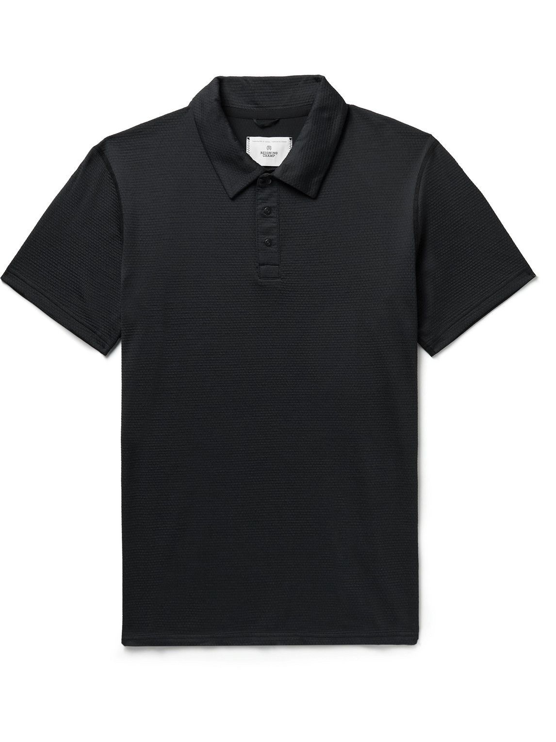 Reigning Champ - Solotex Mesh Polo Shirt - Black Reigning Champ