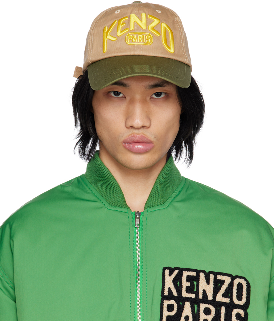 Kenzo Beige & Green Long Peak Cap Kenzo