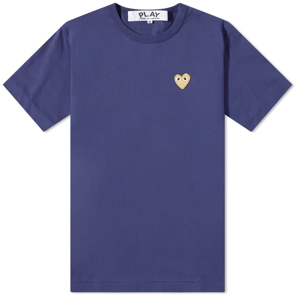 Comme Des Garçons Play Mens Double Heart Logo T Shirt In Black White