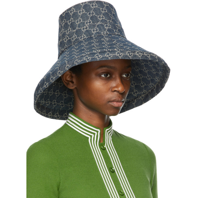 Gucci Blue Eco-Washed Denim Wide Brim Hat Gucci