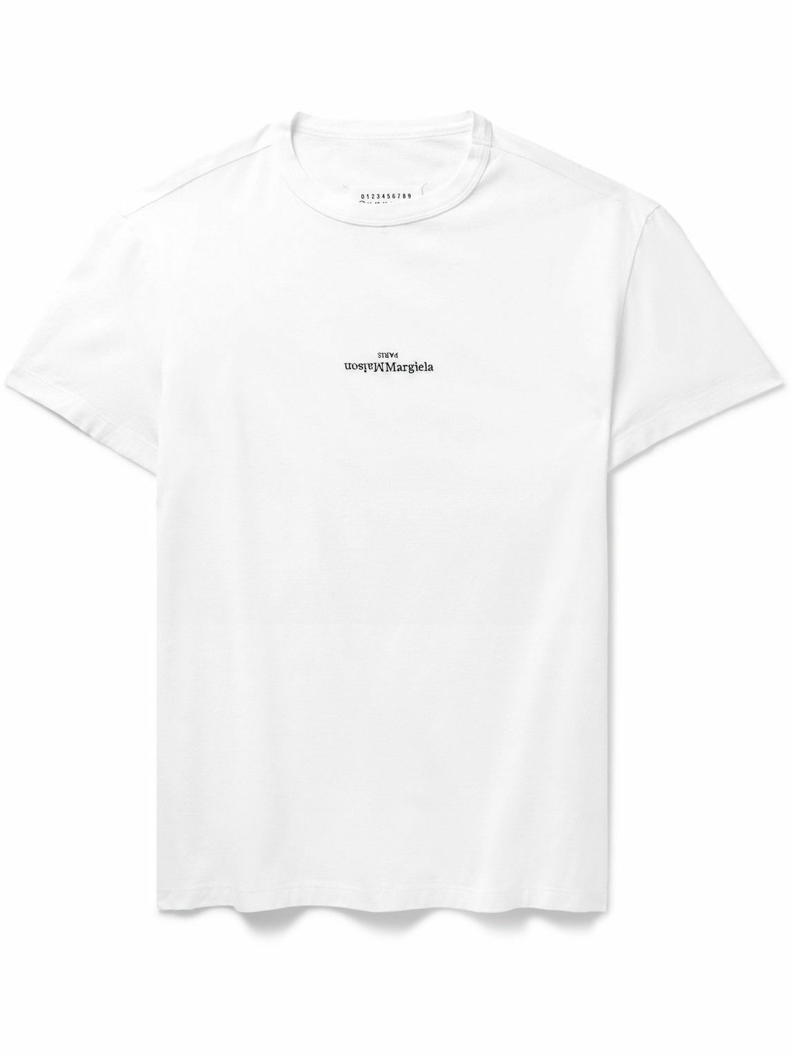 Maison Margiela - Logo-Embroidered Cotton-Jersey T-Shirt - Neutrals ...