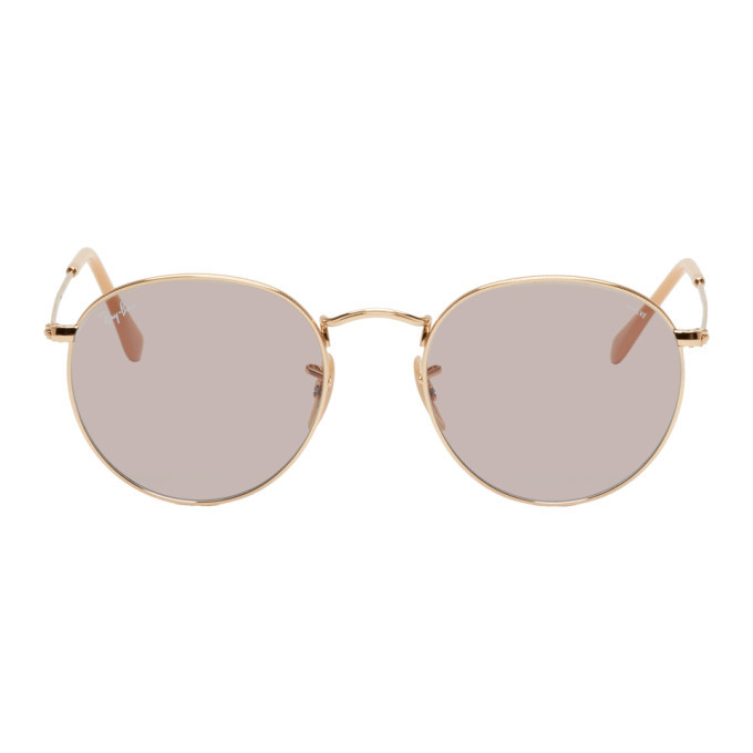 Ray Ban Gold And Grey Round Phantos Sunglasses Ray Ban