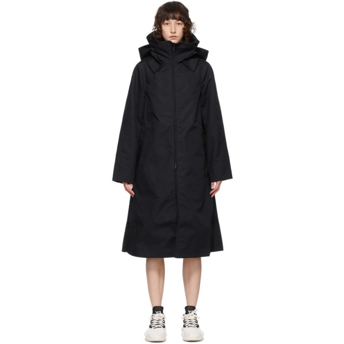 Y-3 Black Bonded Hooded Racer Coat Y-3