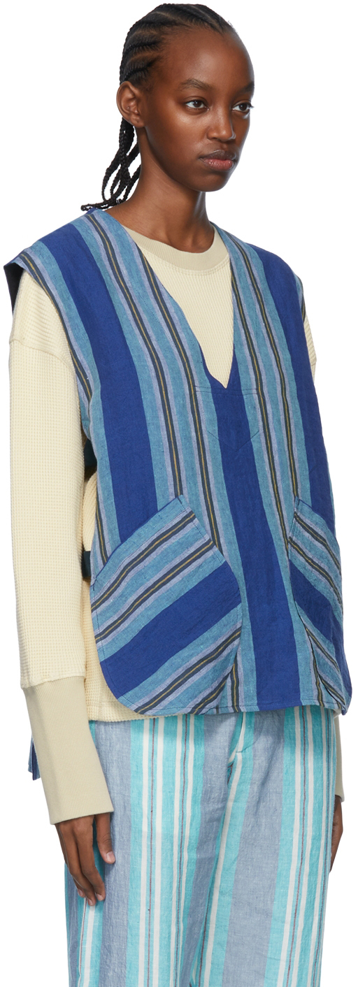 Nicholas Daley Blue Linen Vest Nicholas Daley