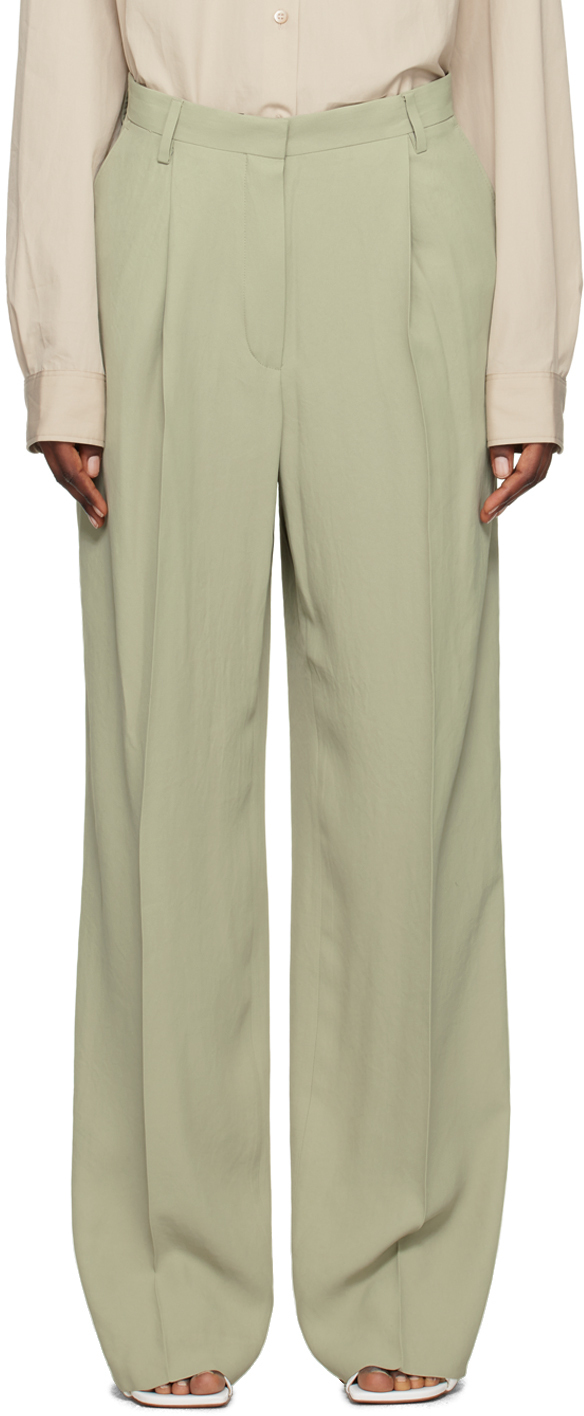 Dries Van Noten Women's Peaches Bis Viscose Trousers Green