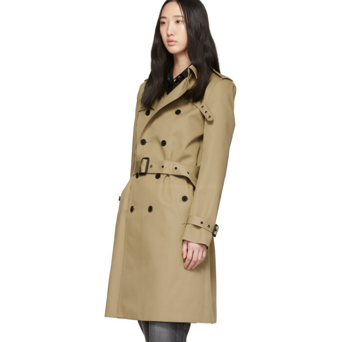 Saint Laurent Tan Gabardine Trench Coat Saint Laurent