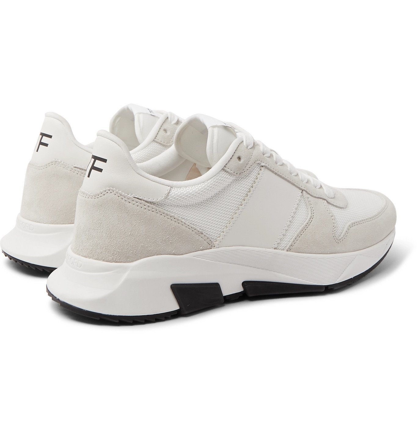 TOM FORD - Jagga Leather-Trimmed Suede and Mesh Sneakers - White TOM FORD